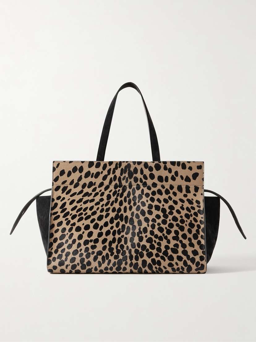Khaite Crosby Leather-trimmed Leopard-print Calf Hair Tote