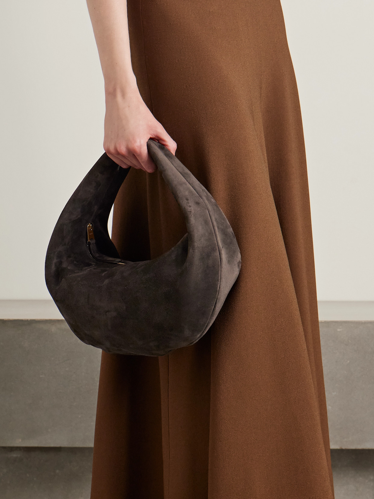 Khaite Olivia Medium Suede Tote In Brown