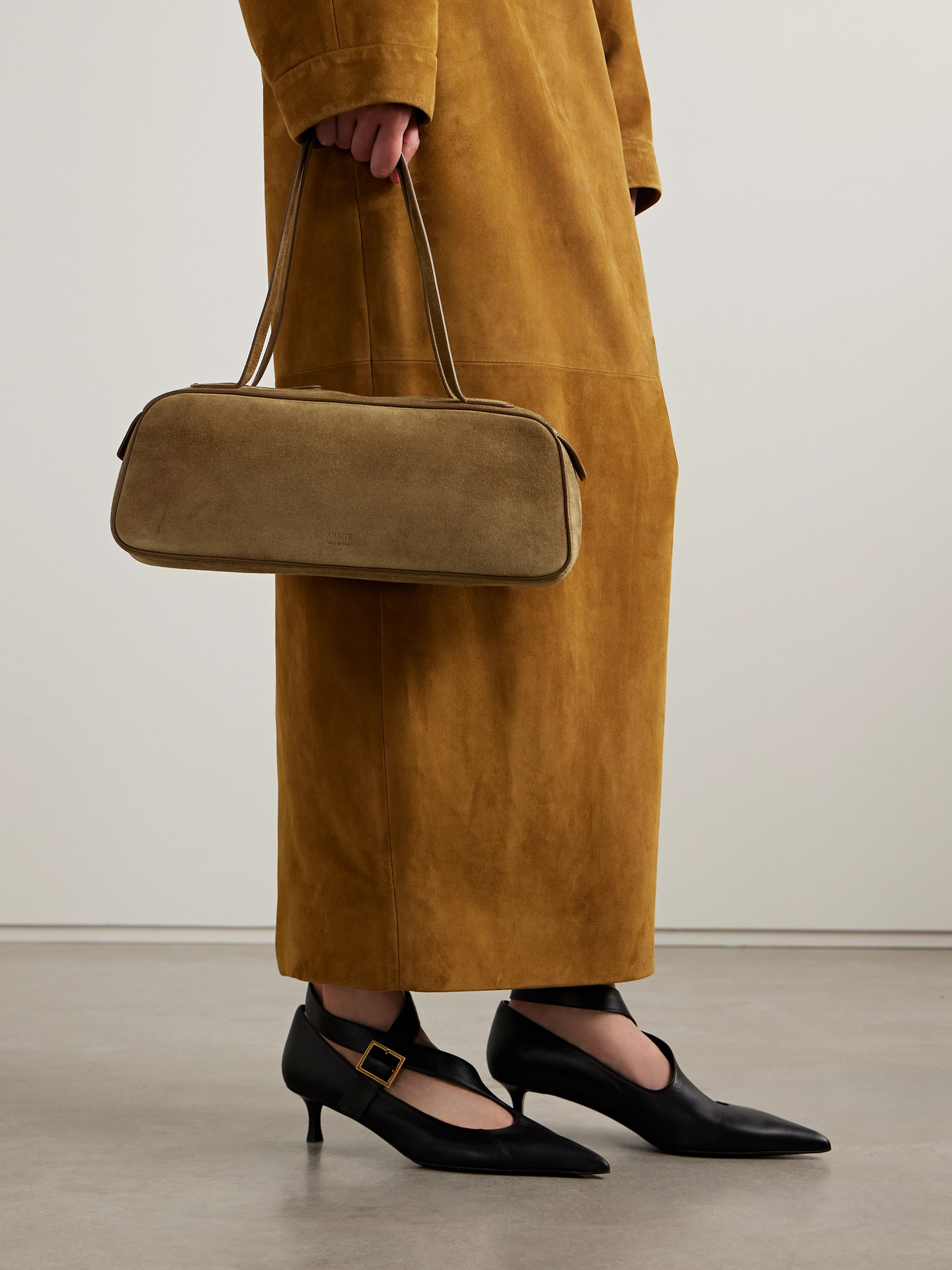Khaite Simona Suede Shoulder Bag In Neutral