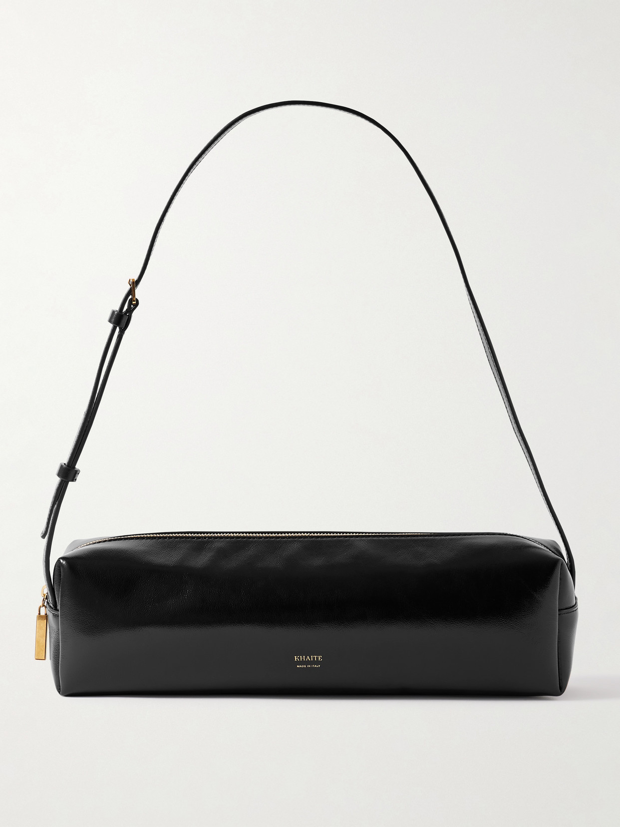 Khaite Kye Glossed-leather Shoulder Bag In Black