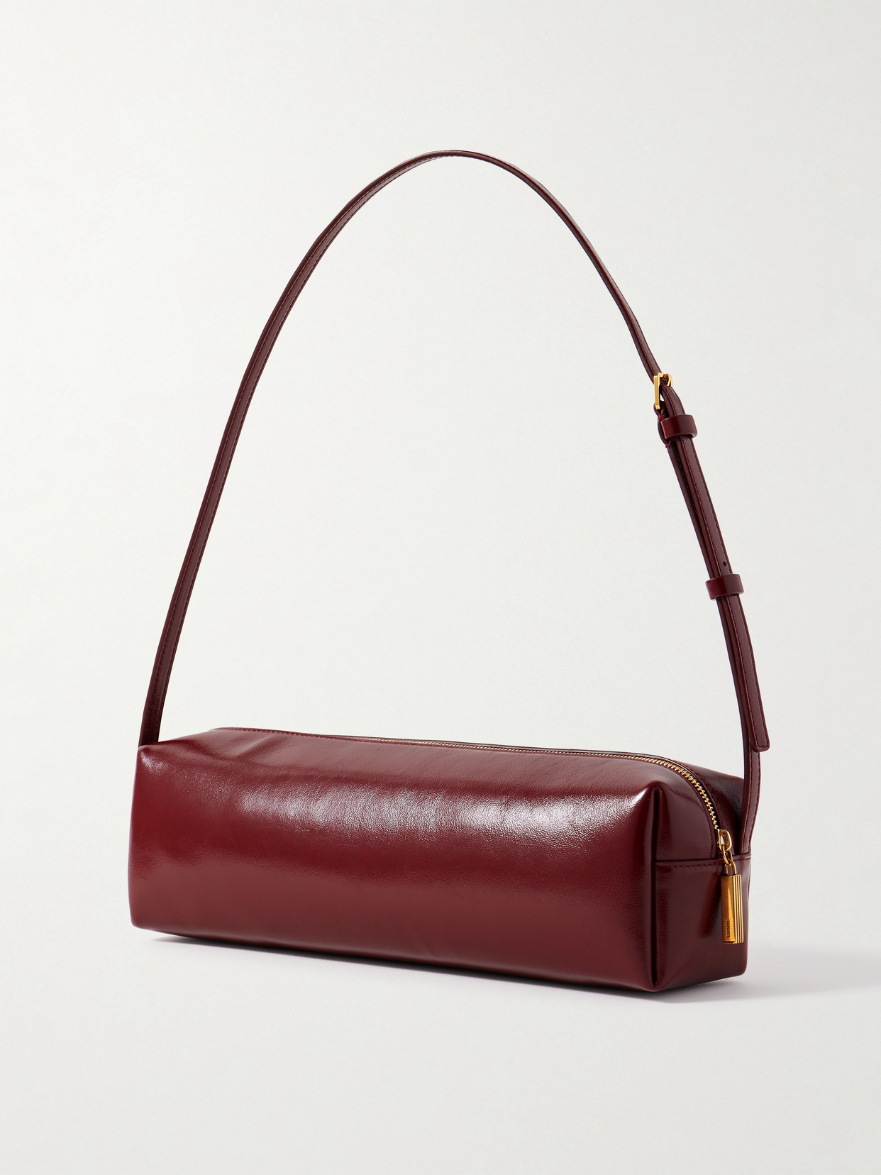 Khaite Kye Glossed-leather Shoulder Bag In Burgundy