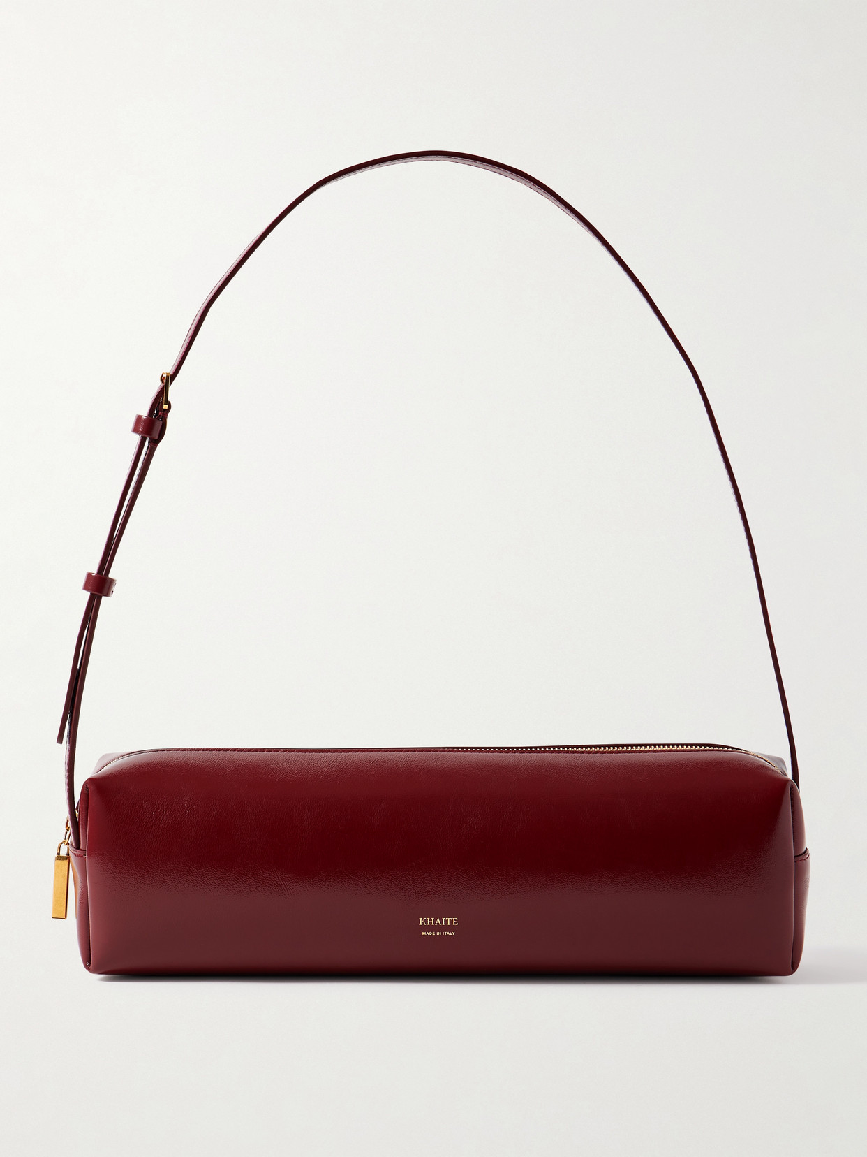 Khaite Kye Glossed-leather Shoulder Bag In Burgundy