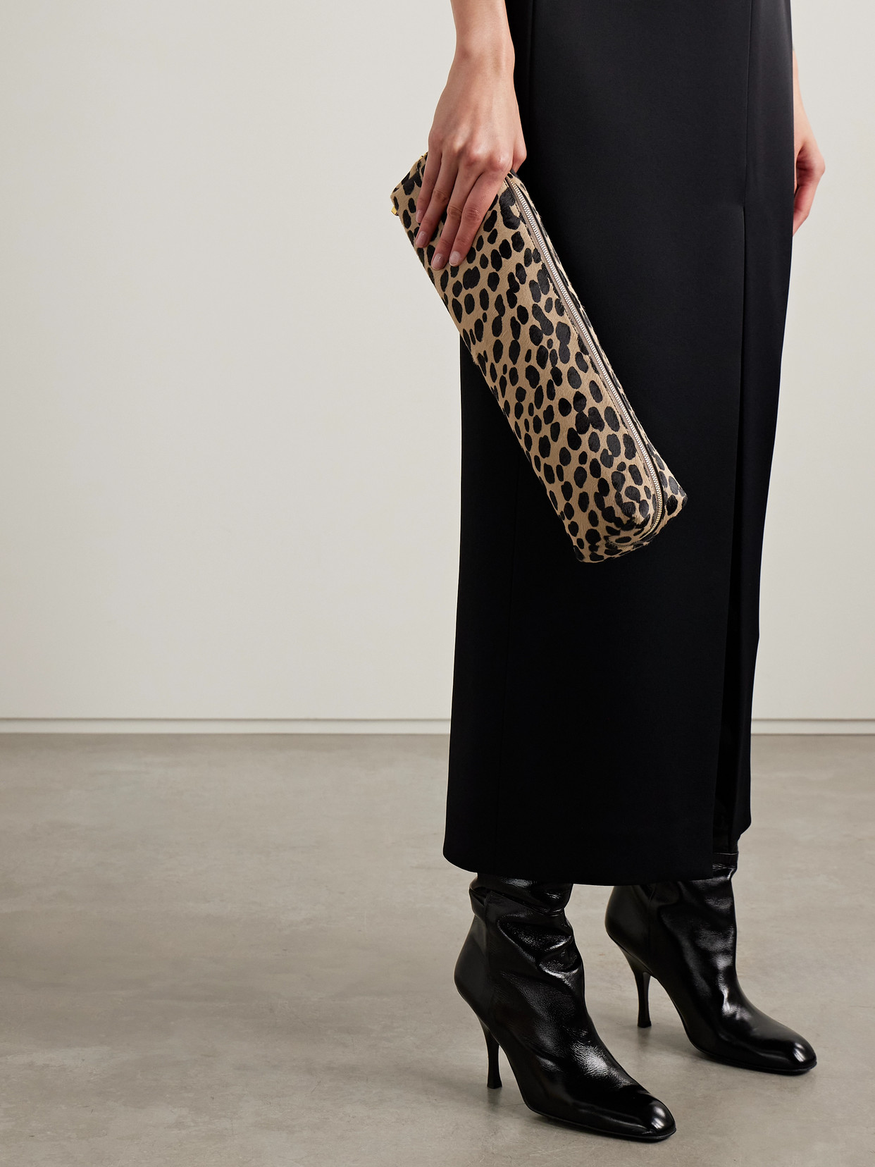 Khaite Kye Leopard-print Calf Hair Clutch In Multi