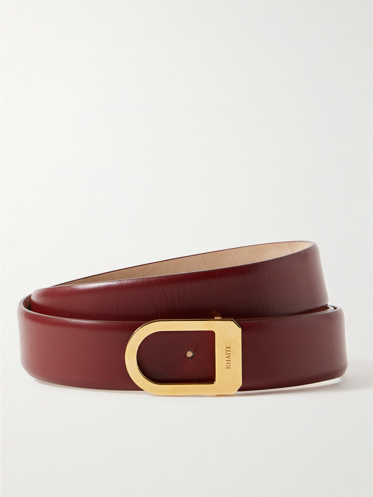 Khaite Saddle Leather Belt In Burgundy