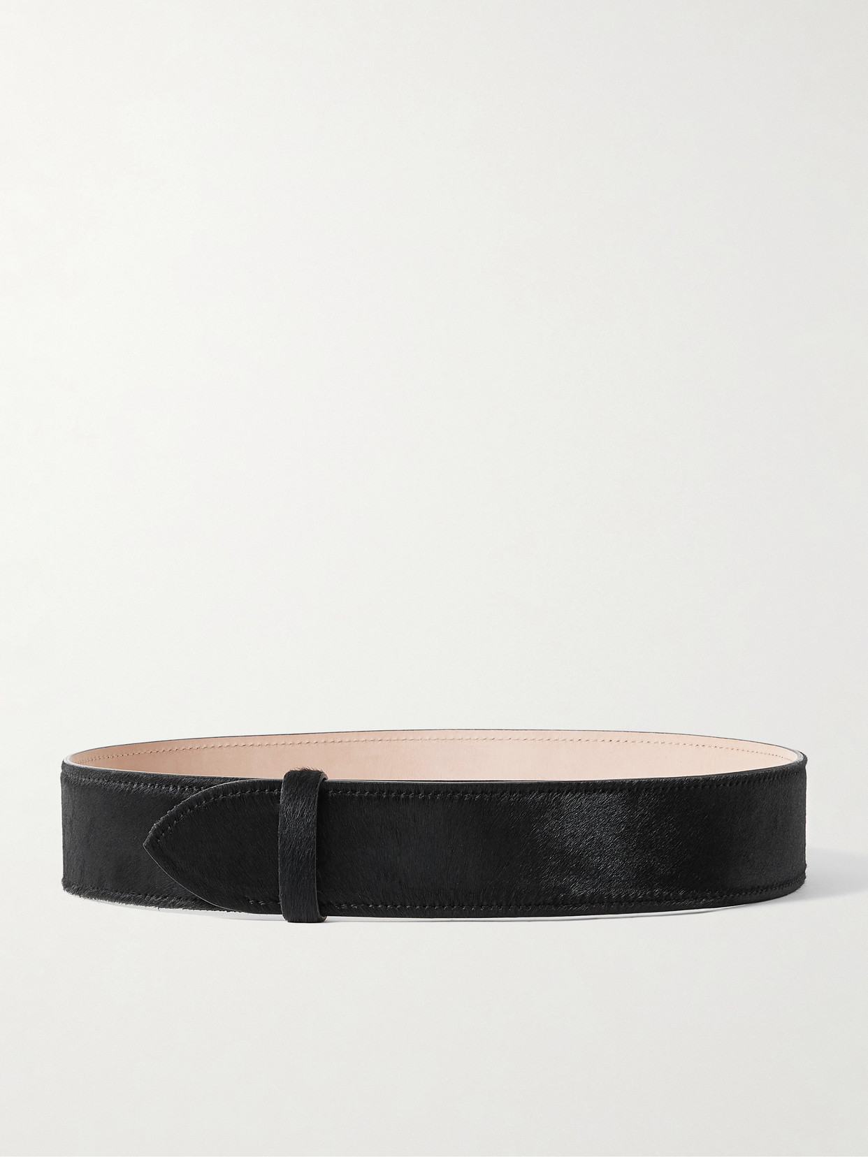 Khaite Theo Calf Hair Waist Belt In Black