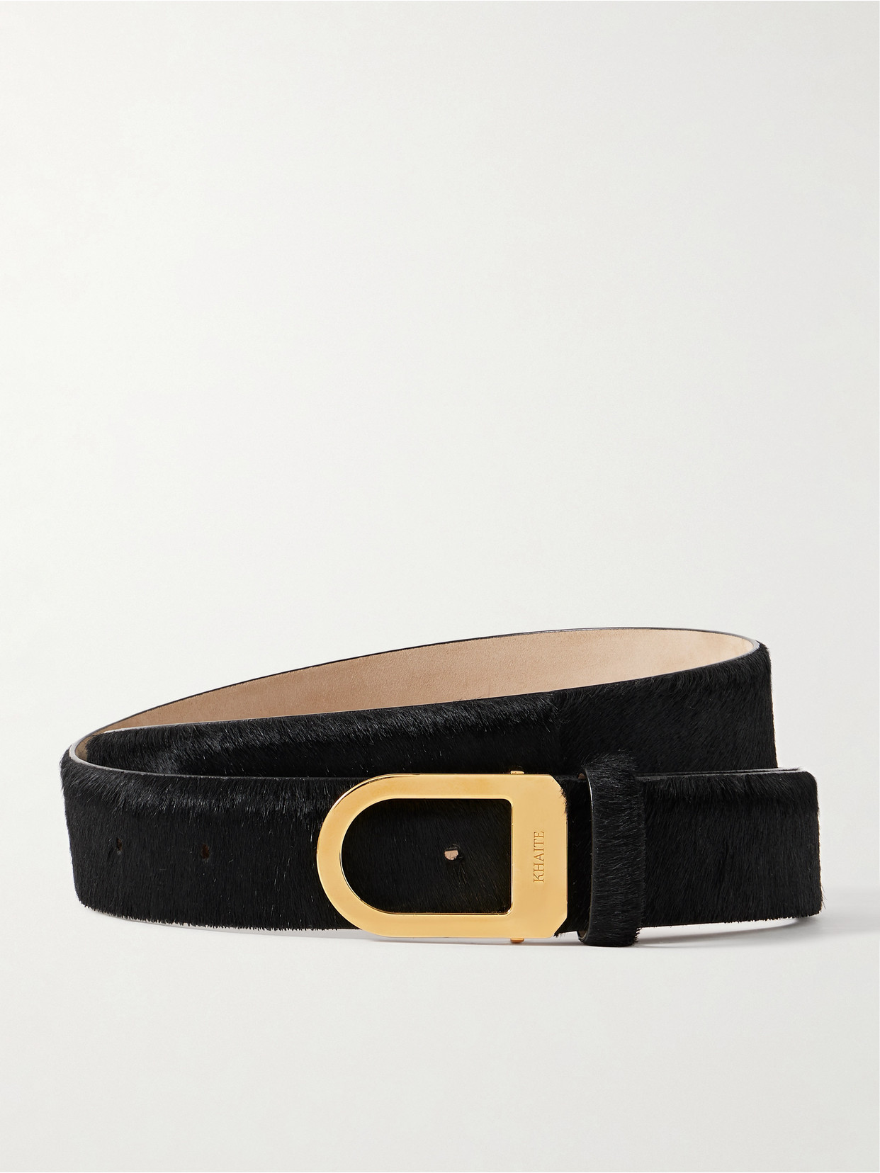 Khaite Saddle Calf Hair Belt In Black