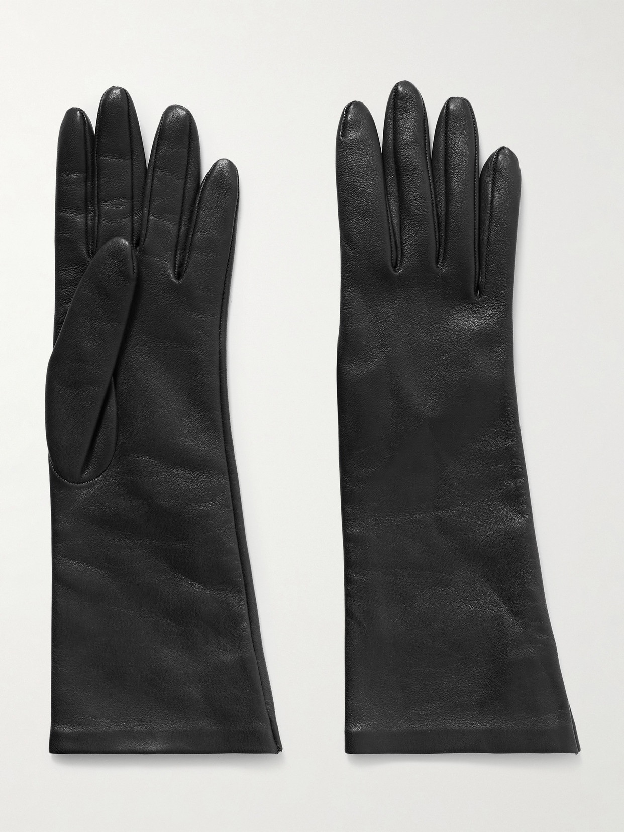 Khaite Remo Mid Leather Gloves In Gray