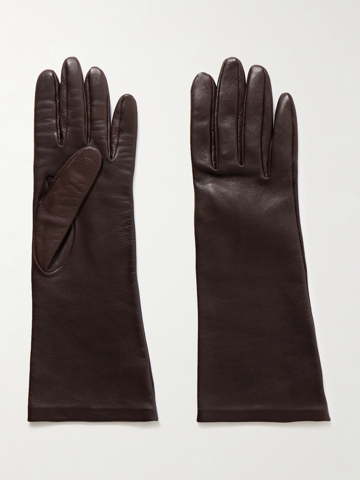 Khaite Remo Mid Leather Gloves In Brown