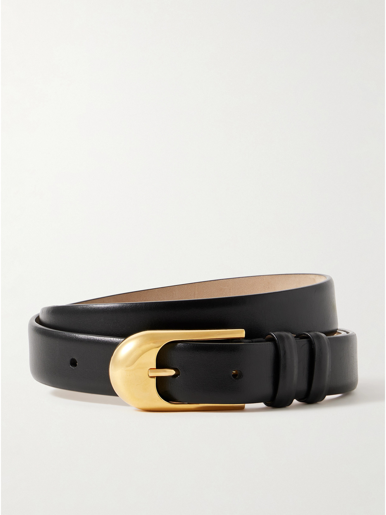 Khaite Dome 25mm Leather Belt In Black