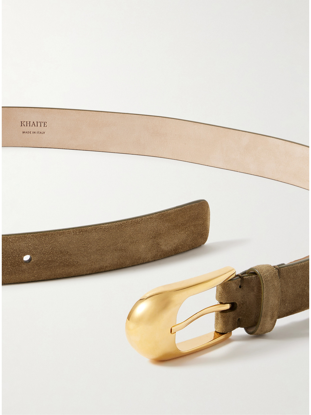 Khaite Dome Suede Belt In Brown