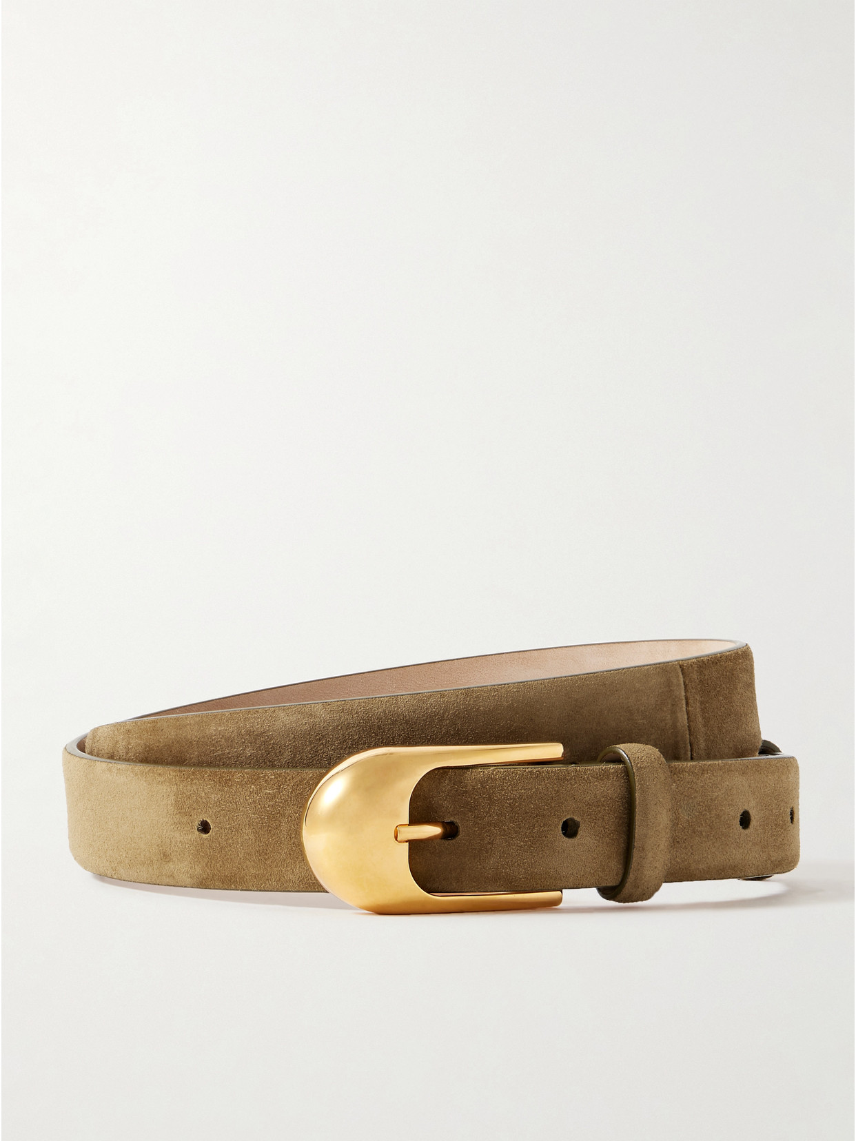 Khaite Dome Suede Belt In Neutral
