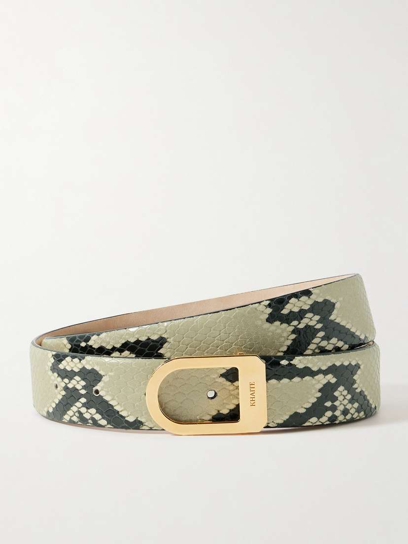Khaite Saddle Snake-effect Leather Belt