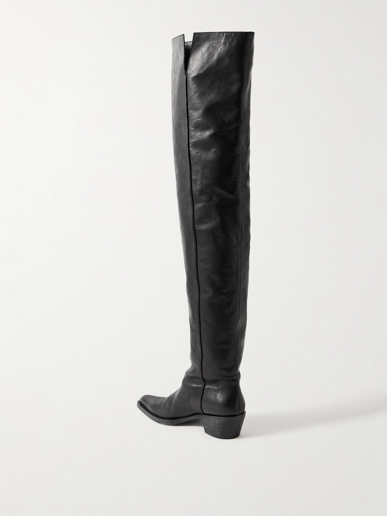 Khaite Clive Leather Over-the-knee Boots In Black