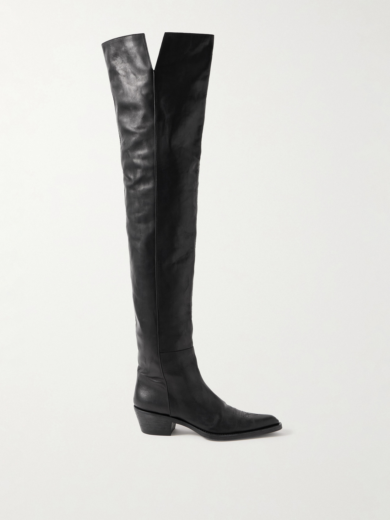 Khaite Clive Leather Over-the-knee Boots In Black