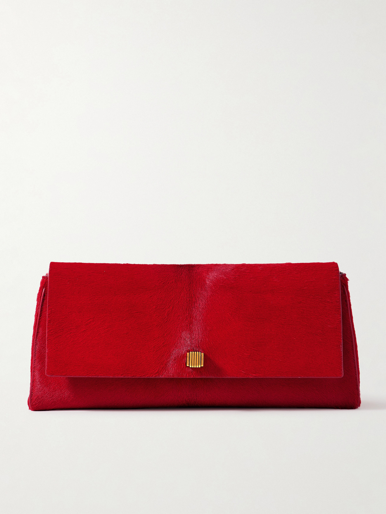 Khaite Audrey Calf Hair Clutch In Red