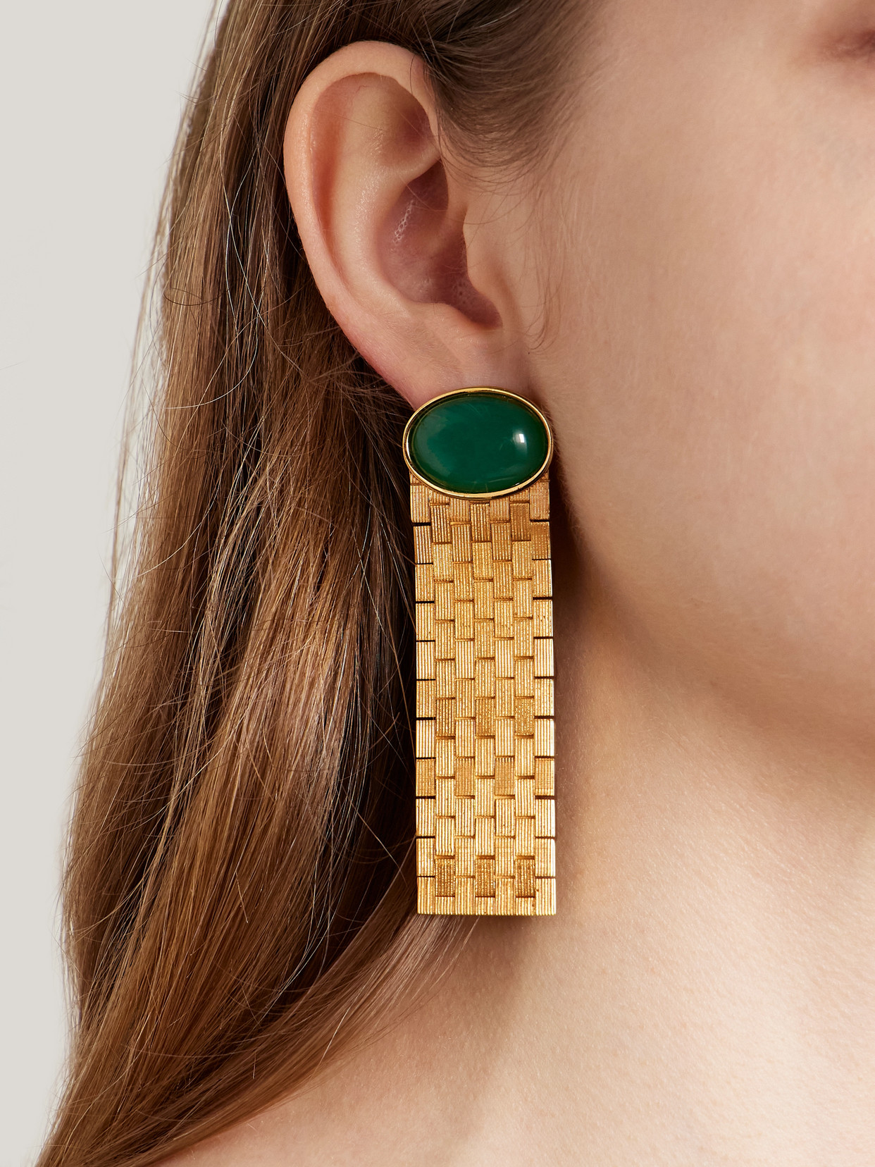 Khaite Chronos Gold-plated Agate Earrings In Gold