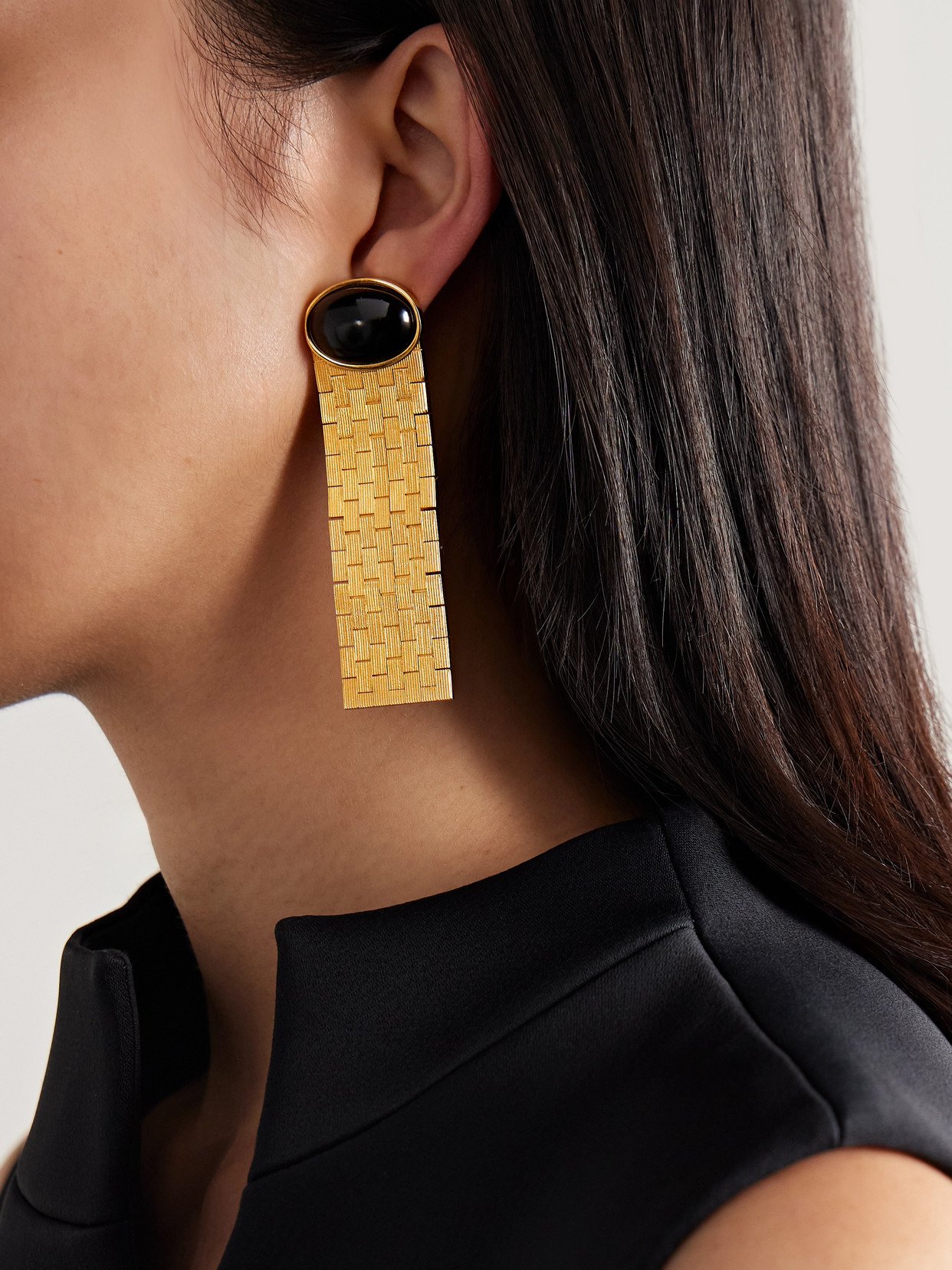 Khaite Chronos Gold-plated Agate Earrings In Gold