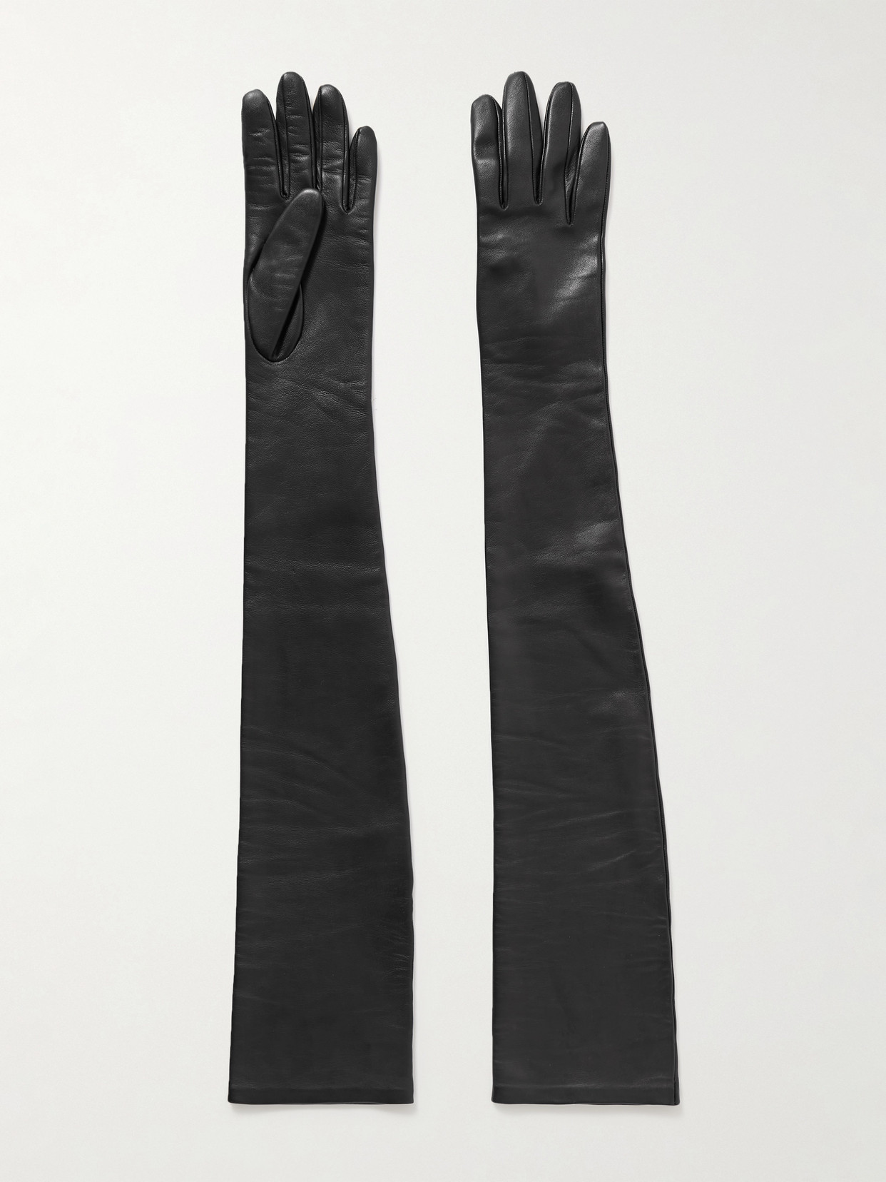 Khaite Remo Long Leather Gloves In Black