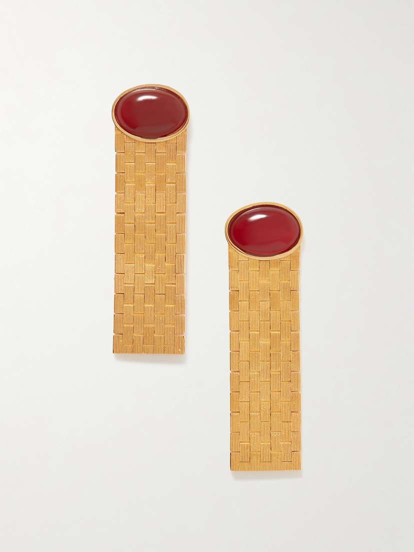 Khaite Chronos Gold-plated Agate Earrings