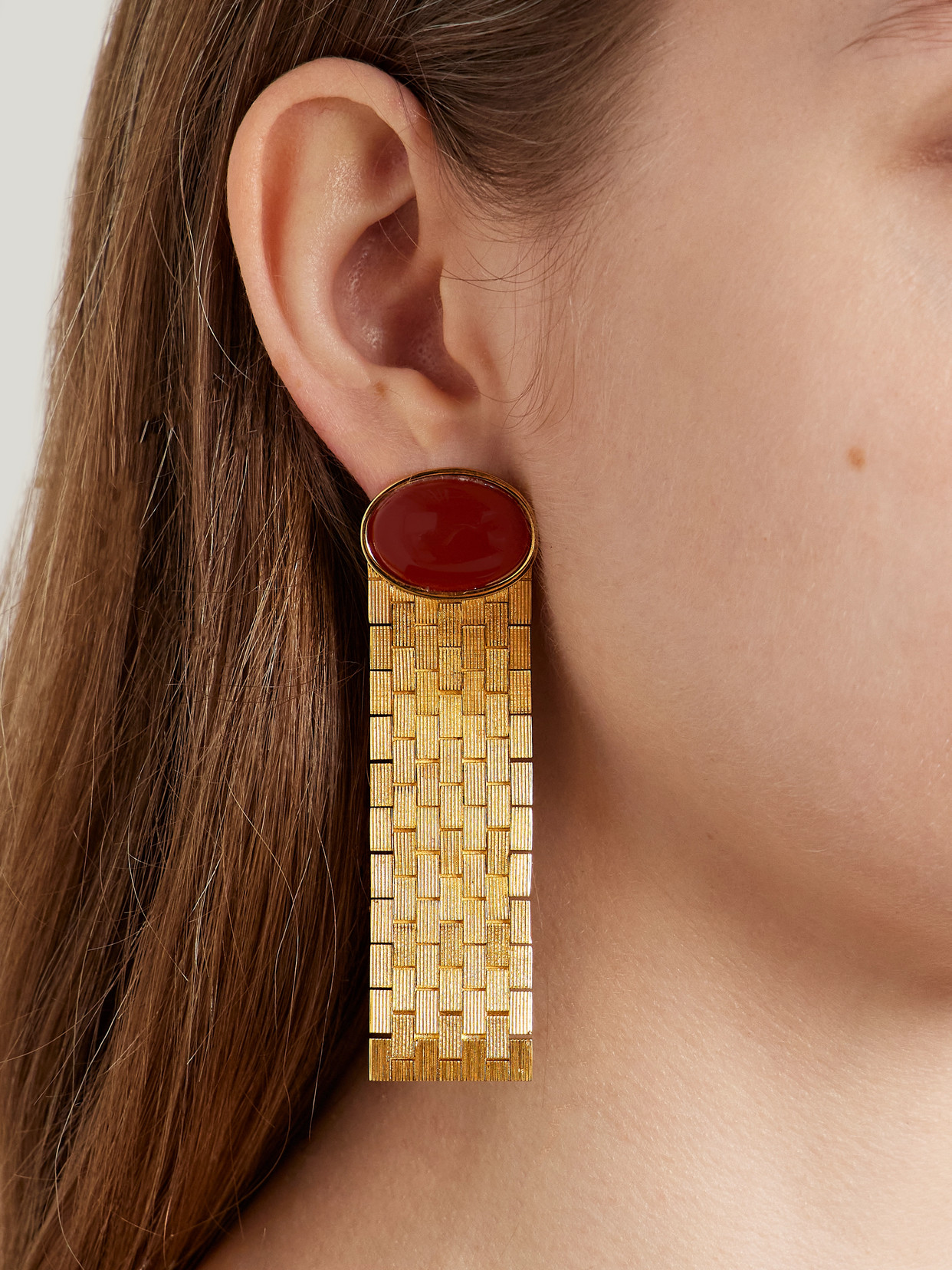 Khaite Chronos Gold-plated Agate Earrings In Gold