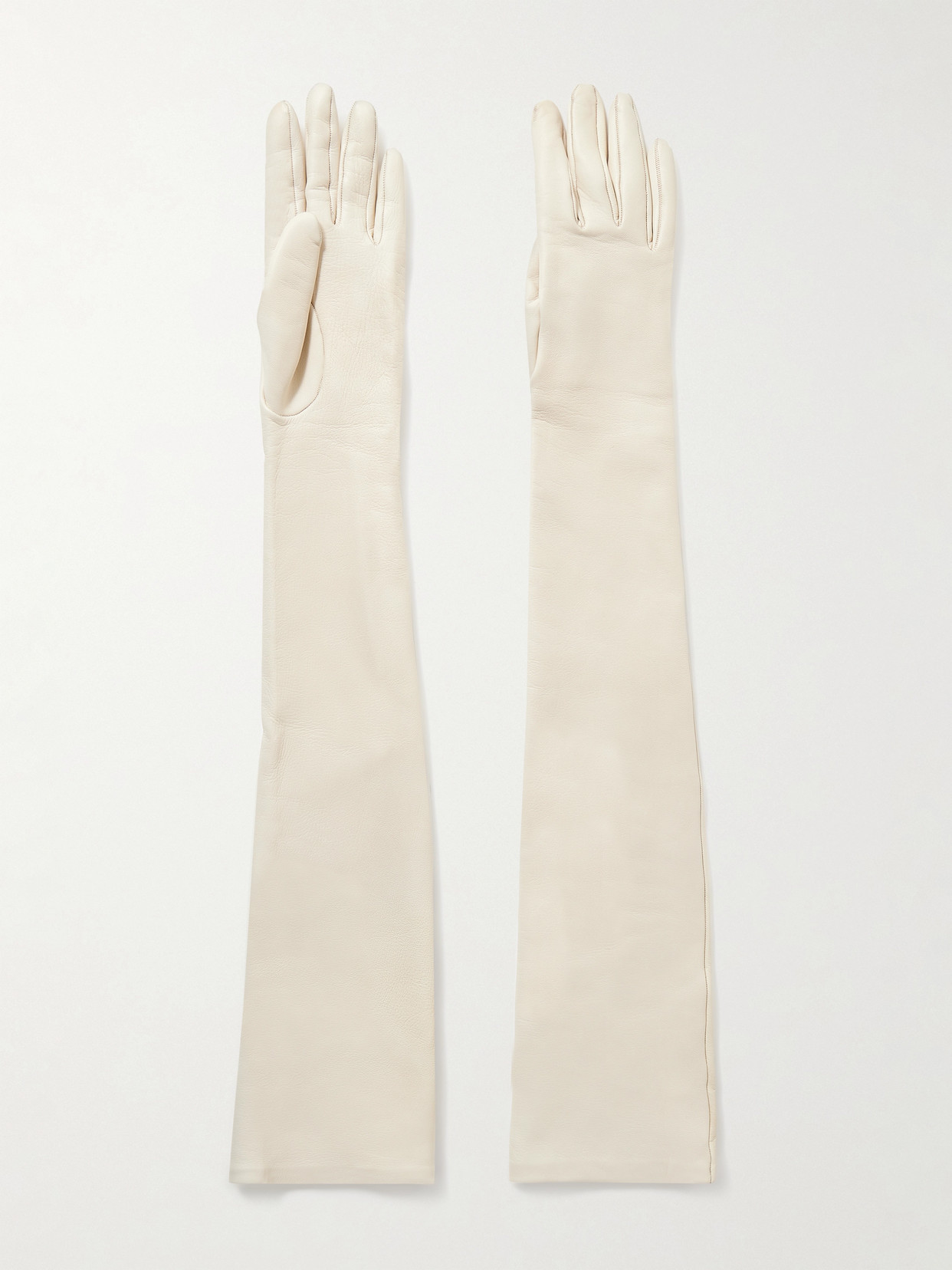 Khaite Remo Long Leather Gloves In White
