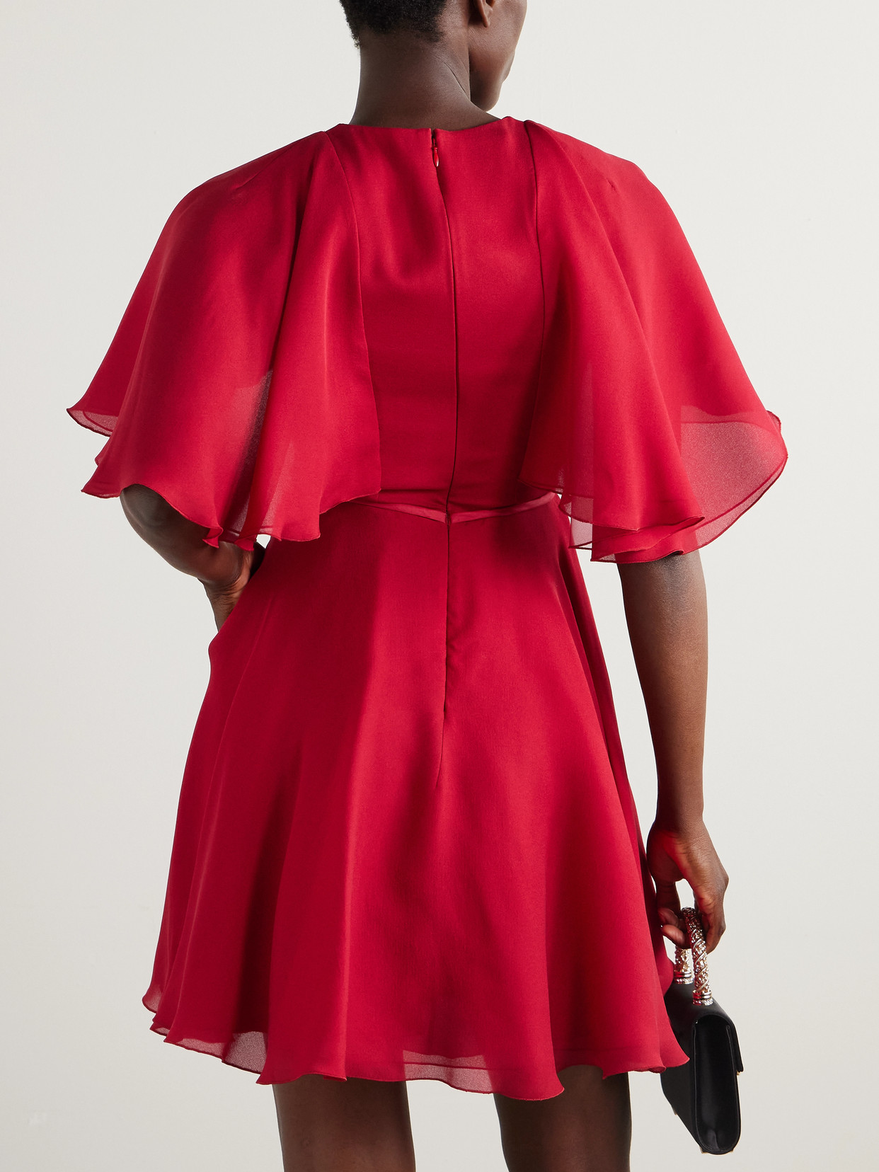 Giambattista Valli Cape-effect Satin-trimmed Silk-chiffon Mini Dress In Pink