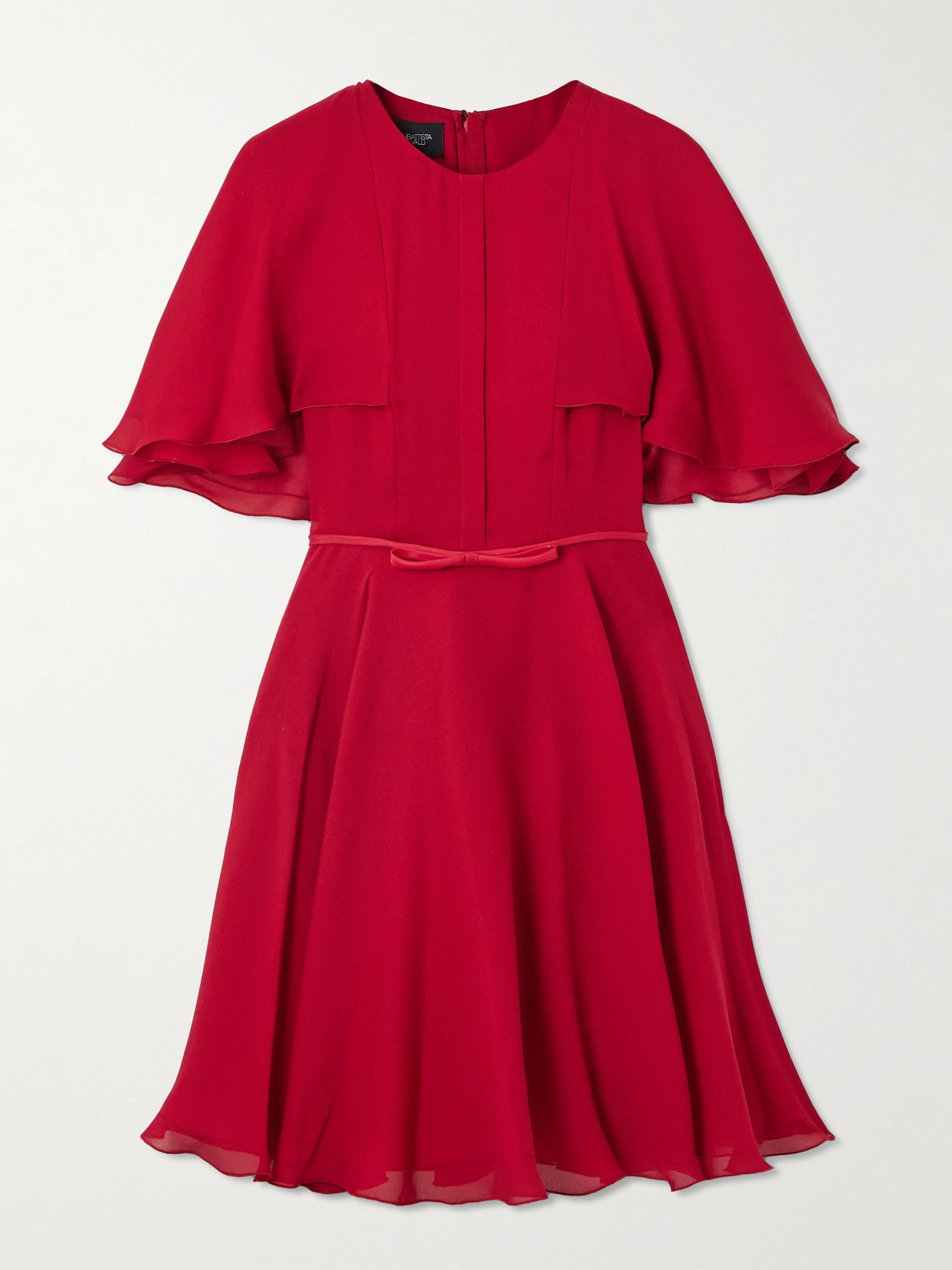 Giambattista Valli Cape-effect Satin-trimmed Silk-chiffon Mini Dress In Pink