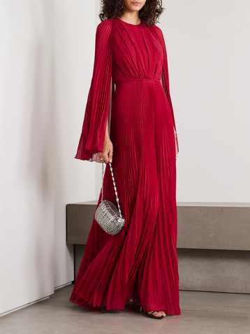 Giambattista Valli Cape-effect plissé silk-georgette gown