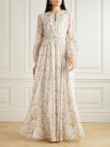 Giambattista Valli Belted floral-print silk-georgette gown