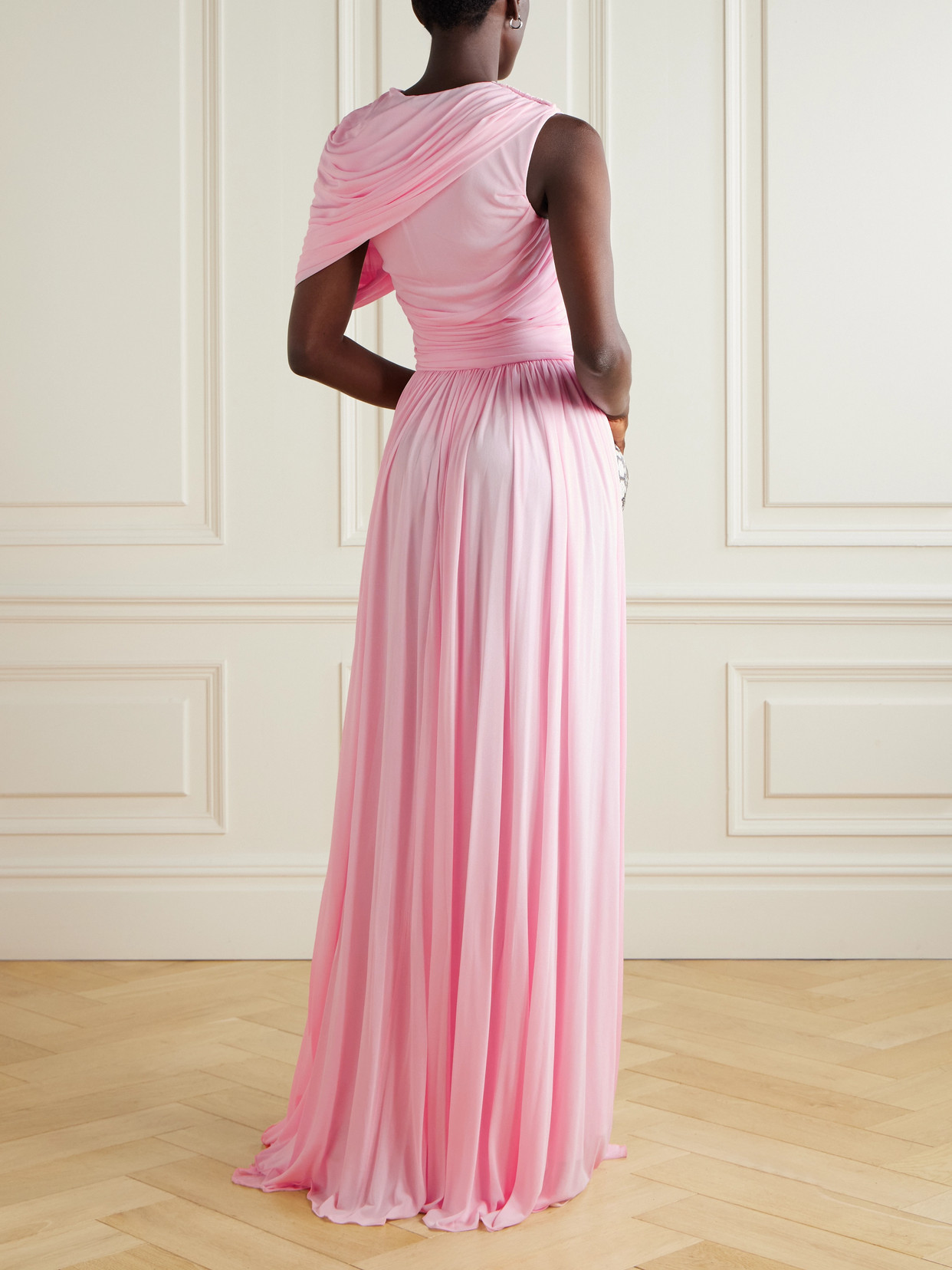 Giambattista Valli Asymmetric Draped Jersey Gown In Pink