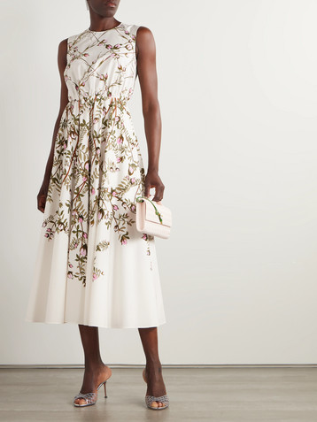 Giambattista Valli Pleated floral-print cotton-poplin midi dress