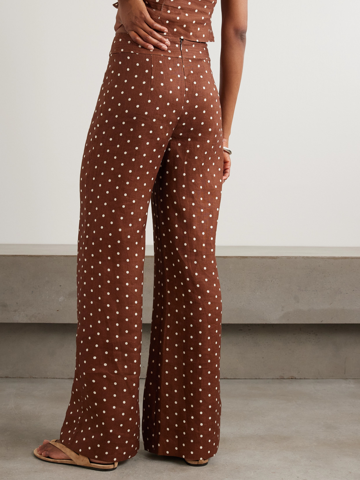 Cara Cara Josephine Polka-dot Linen Wide-leg Pants