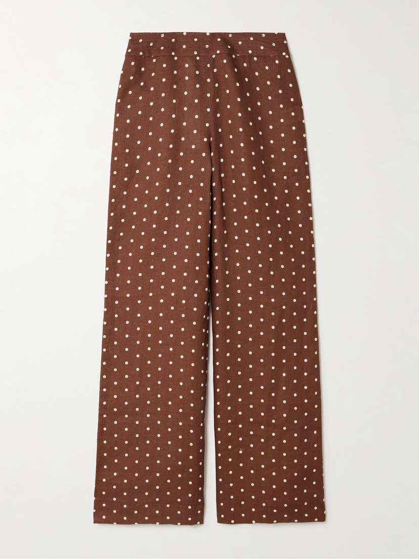 Cara Cara Josephine Polka-dot Linen Wide-leg Pants