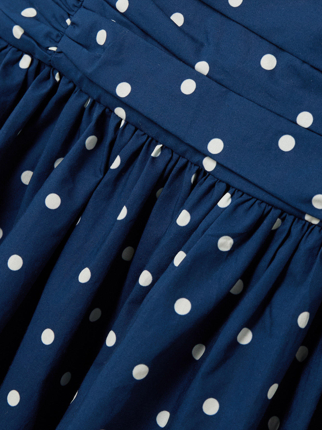 Cara Cara Rahi Tie-detailed Ruched Gathered Polka-dot Cotton Midi Dress In Blue