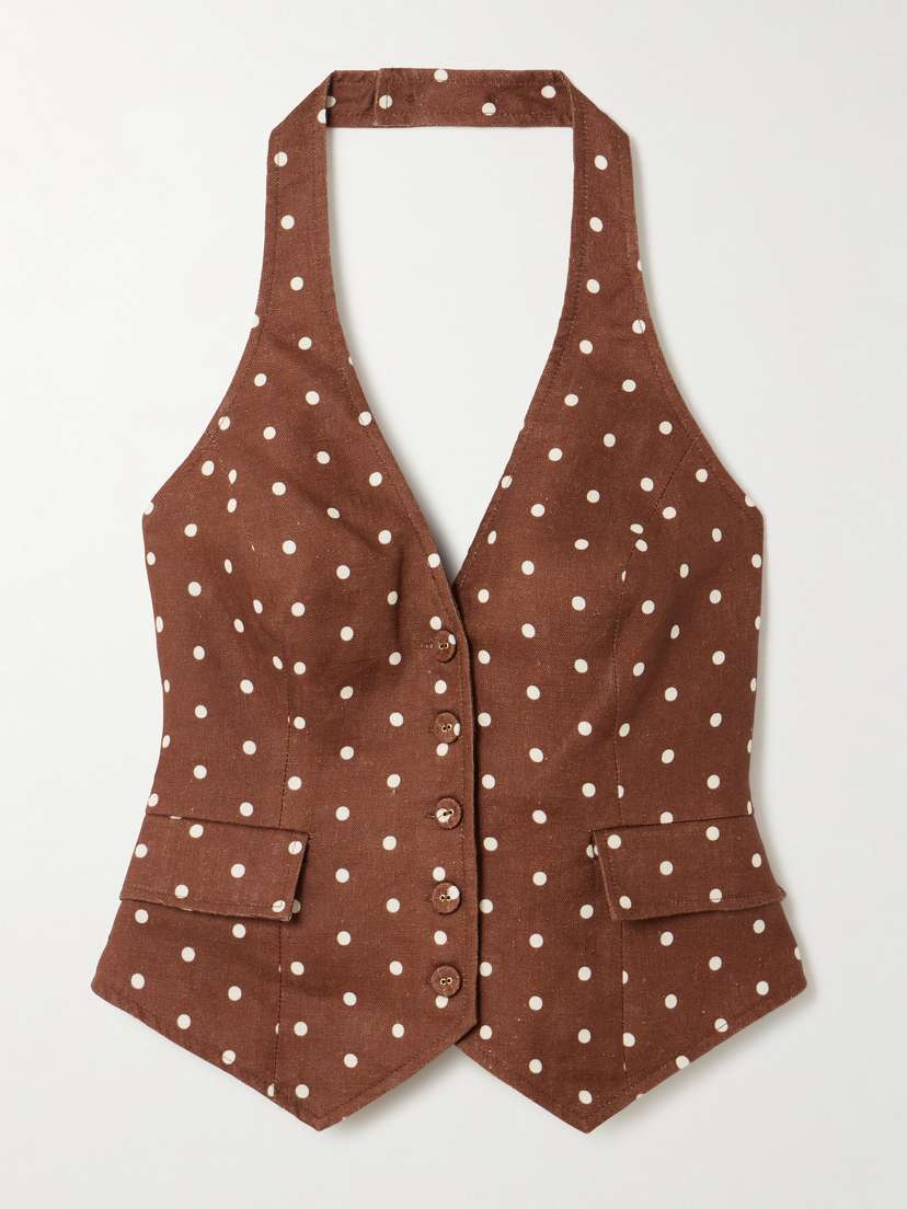 Cara Cara Prescott Polka-dot Linen Vest