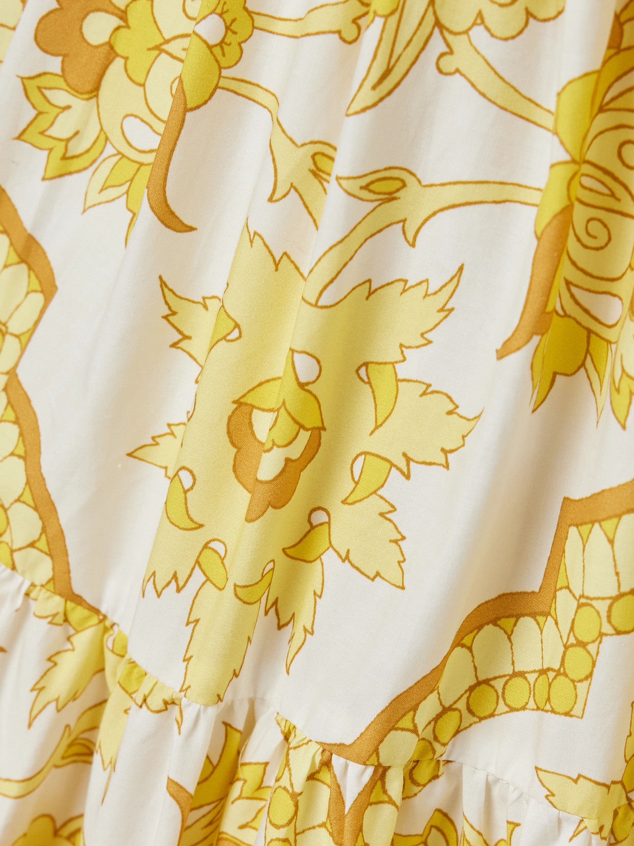 Cara Cara Margarita Tiered Floral-print Cotton-poplin Midi Dress In Yellow