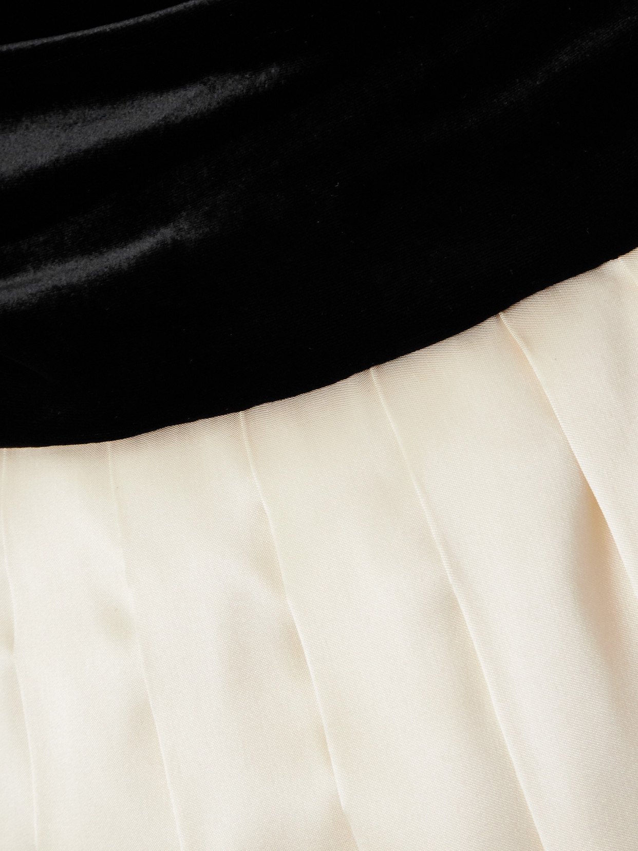 Sabina Bilenko Vanilla Velvet And Pleated Mikado Gown In White