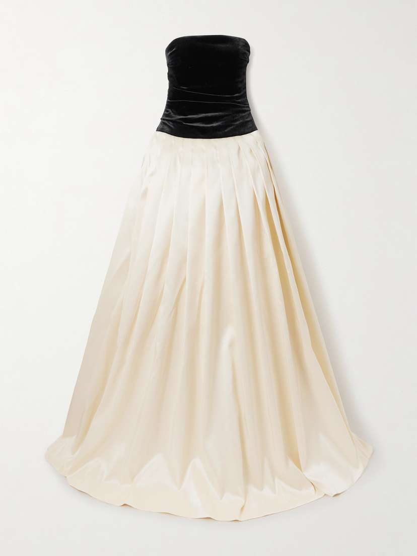 Sabina Bilenko Vanilla Velvet And Pleated Mikado Gown