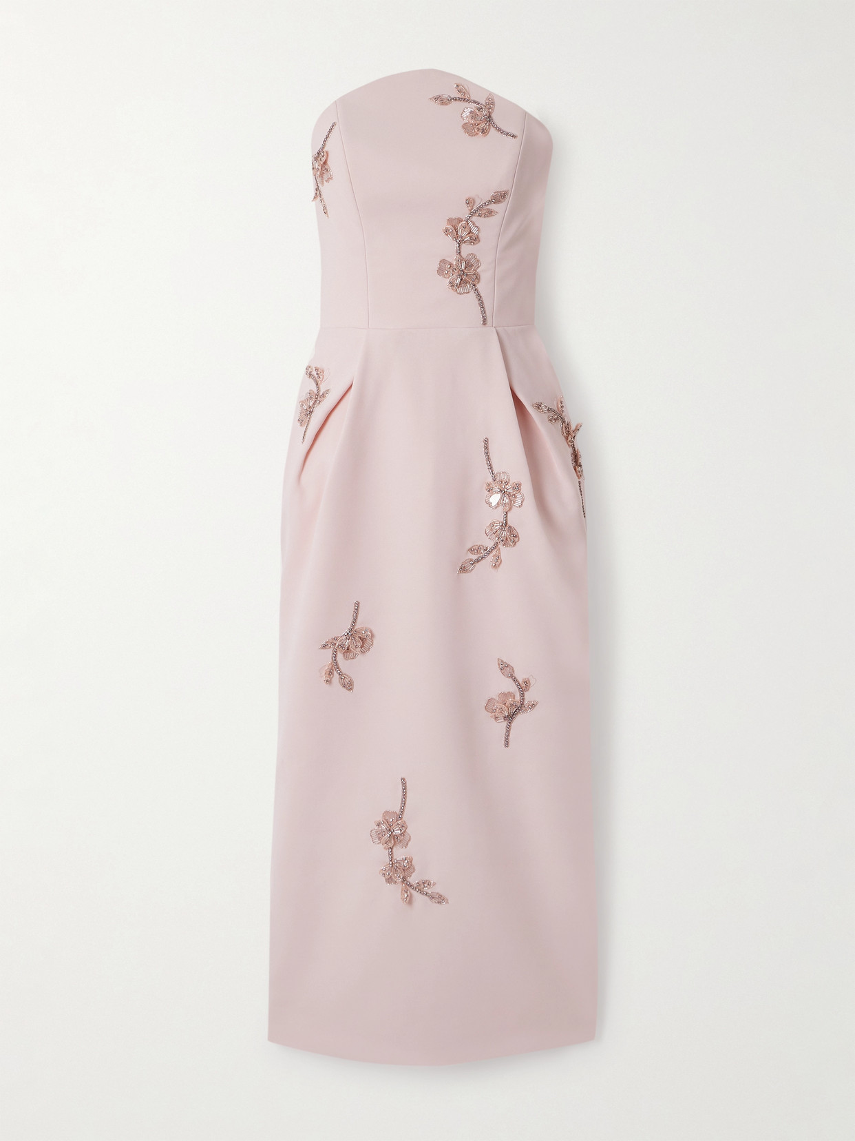 Sabina Bilenko Lisa Pleated Embellished Cady Midi Dress