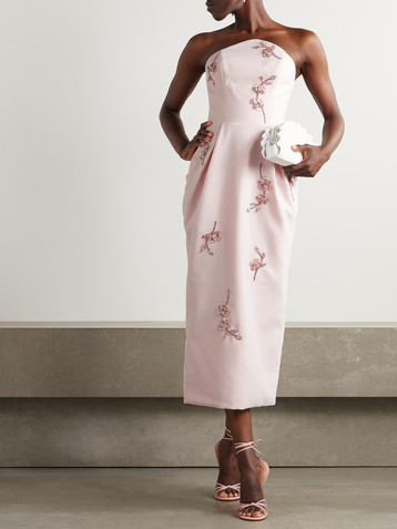 SABINA BILENKO Lisa pleated embellished cady midi dress
