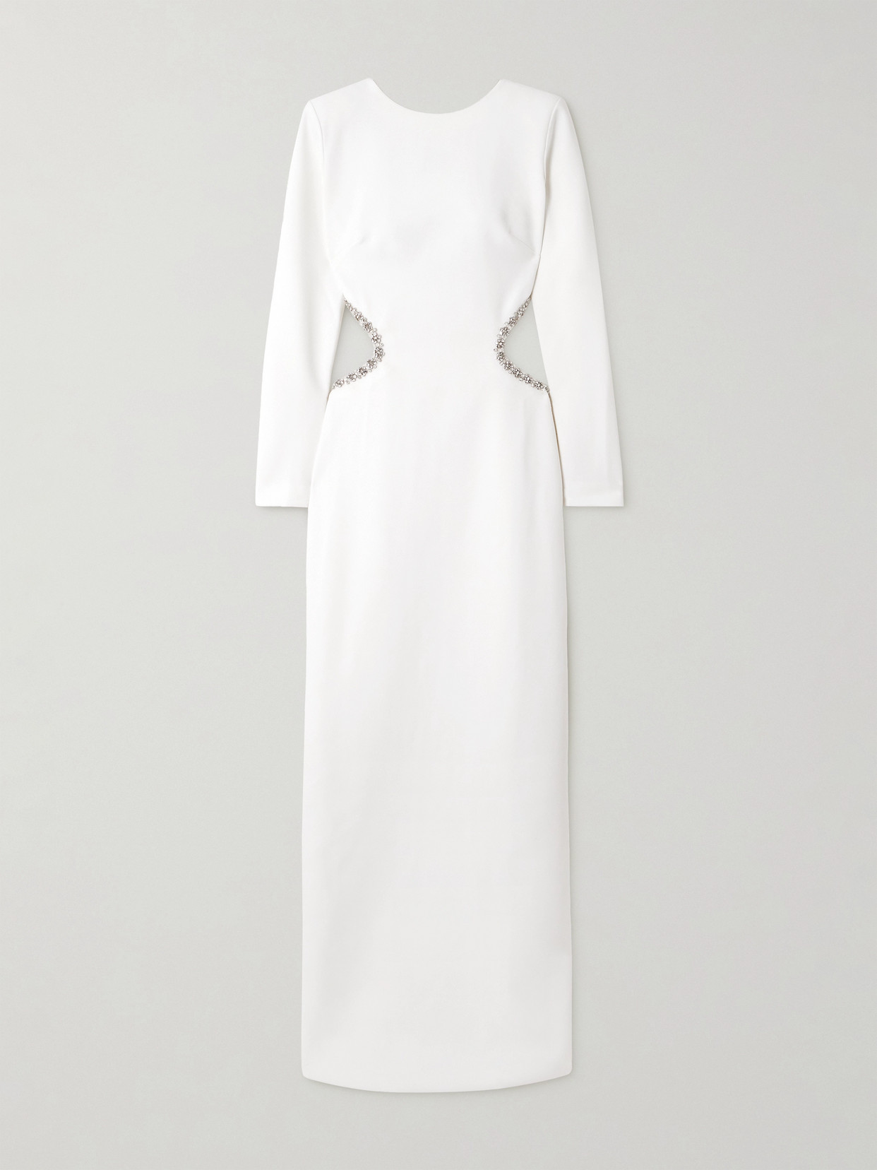 Sabina Bilenko Heliconia Crystal-embellished Cutout Crepe Gown In White