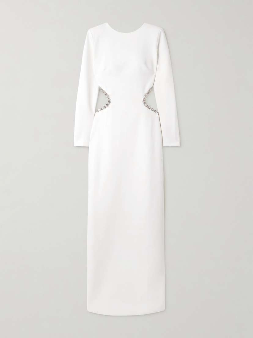 Sabina Bilenko Heliconia Crystal-embellished Cutout Crepe Gown