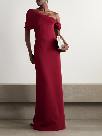 SABINA BILENKO Mallow one-shoulder draped crepe gown