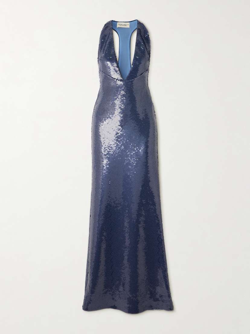 The New Arrivals Ilkyaz Ozel Olympia Sequined Jersey Halterneck Gown