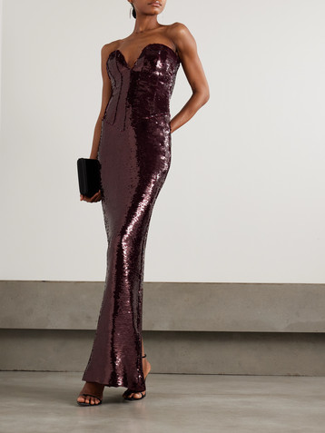 The New Arrivals Ilkyaz Ozel Azzurra strapless sequined satin gown