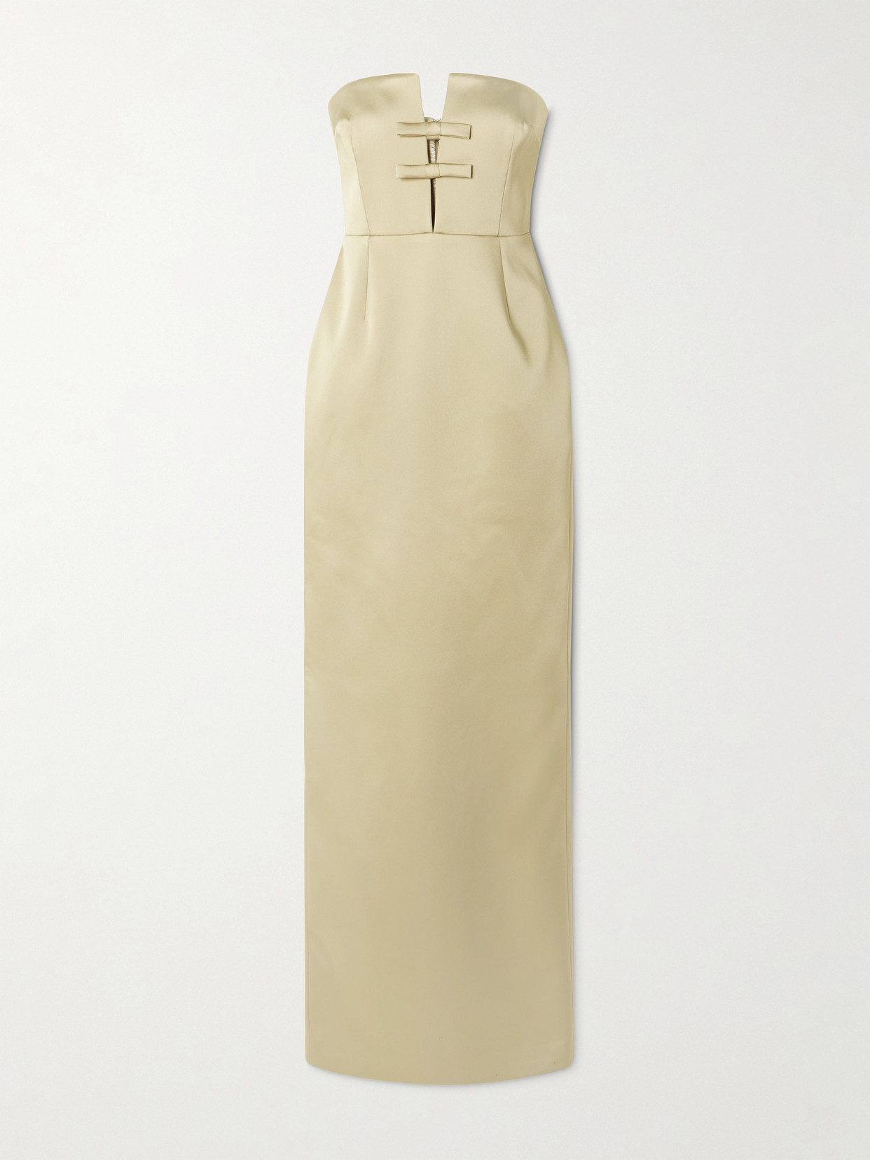 The New Arrivals Ilkyaz Ozel Noa Strapless Bow-embellished Satin Gown In White