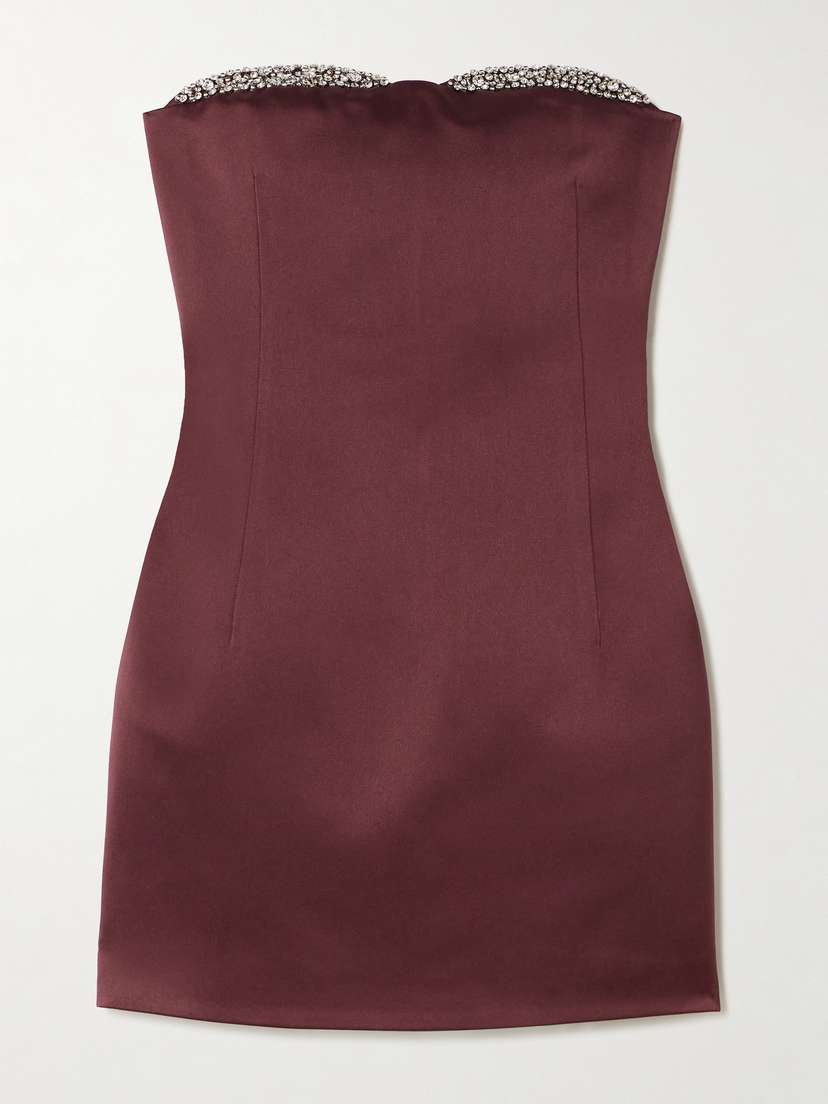 The New Arrivals Ilkyaz Ozel Noélie Strapless Crystal-embellished Satin Mini Dress