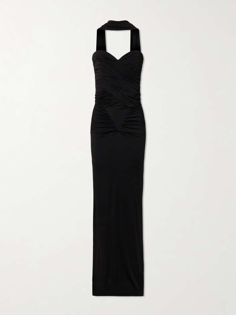 The New Arrivals Ilkyaz Ozel Samsara Strapless Gathered Stretch-satin Gown