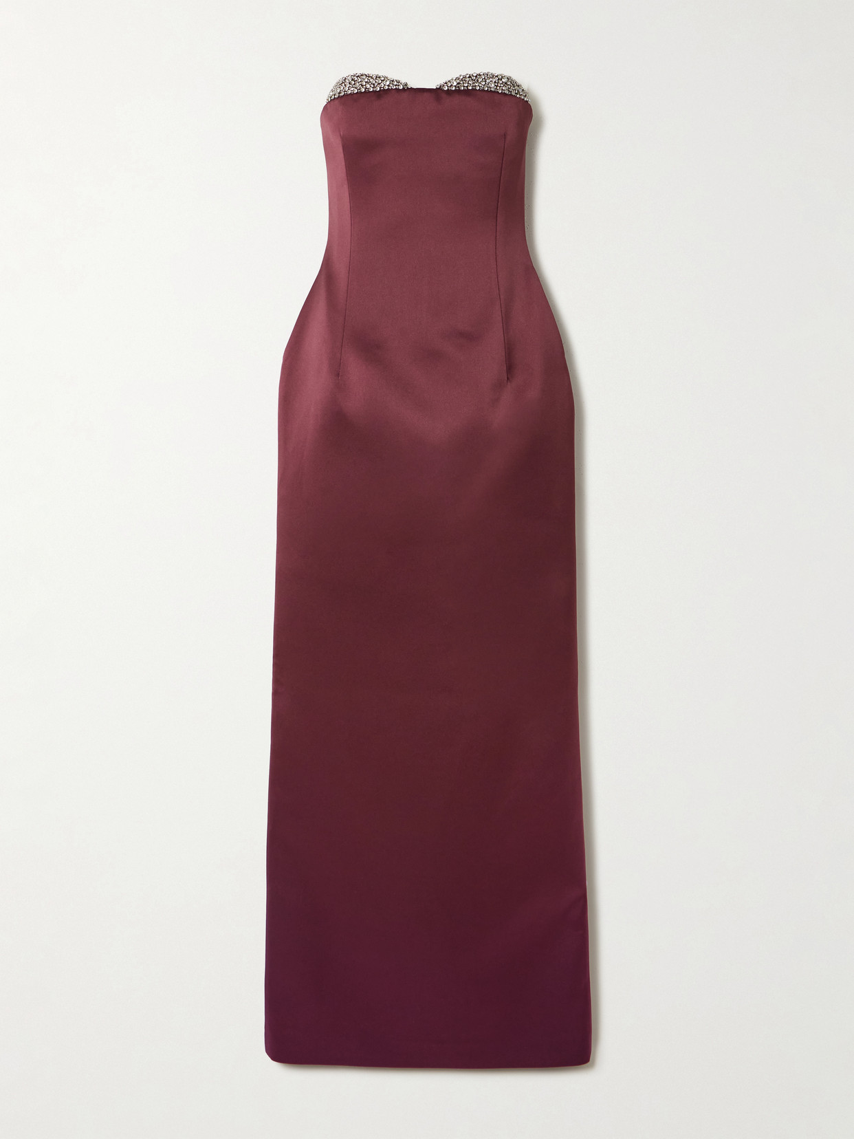 The New Arrivals Ilkyaz Ozel Noelie Strapless Crystal-embellished Satin Maxi Dress In Brown