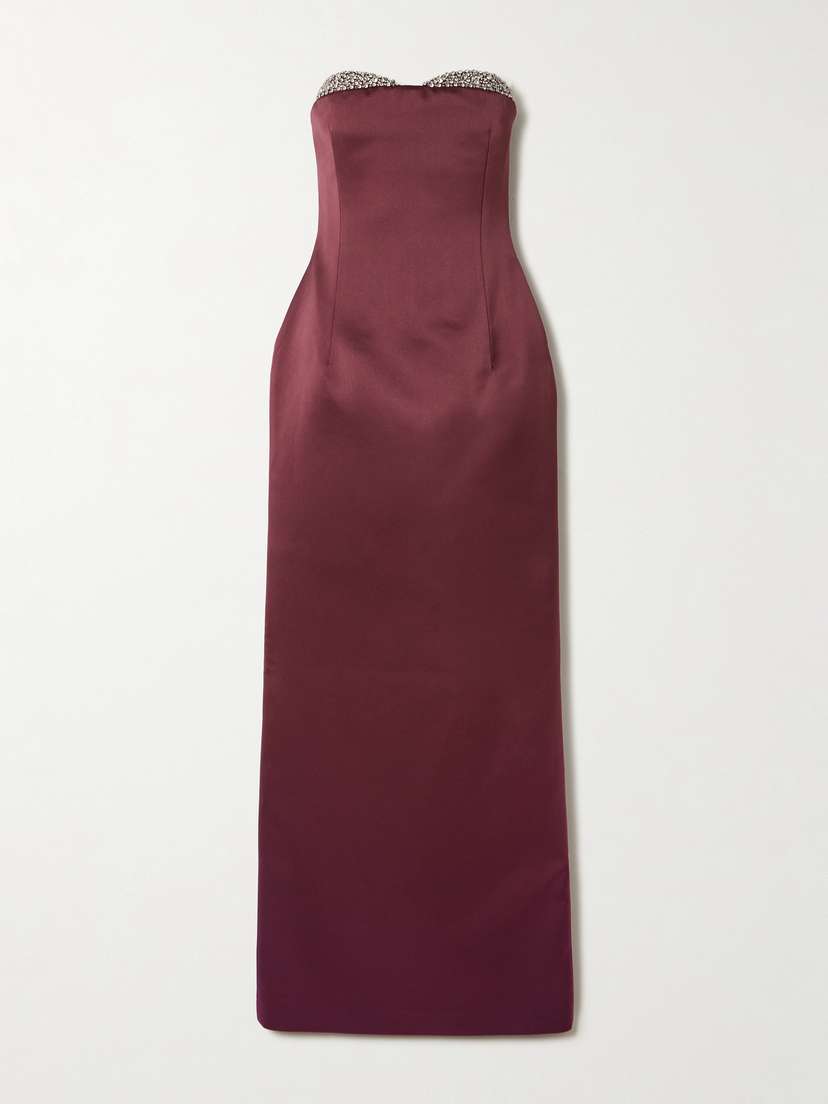 The New Arrivals Ilkyaz Ozel Noélie Strapless Crystal-embellished Satin Maxi Dress